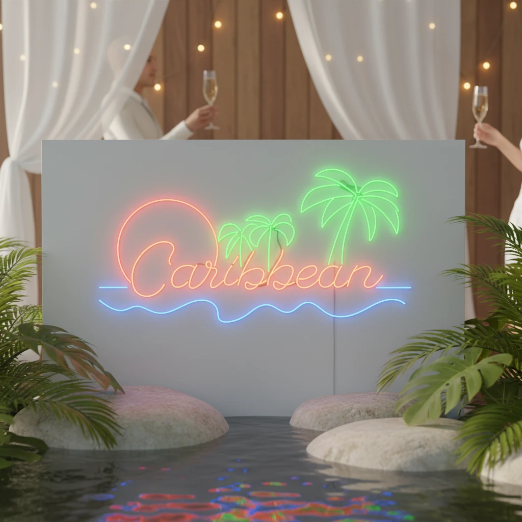 Caribbean Ocean Palm Tree Neon Sign Summer Holiday Led Light by Neonchics