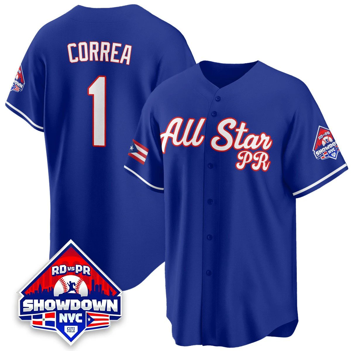 Carlos Correa Jersey #1 Puerto Rican Baseball All-Star 2025 Stitched Blue by My Store