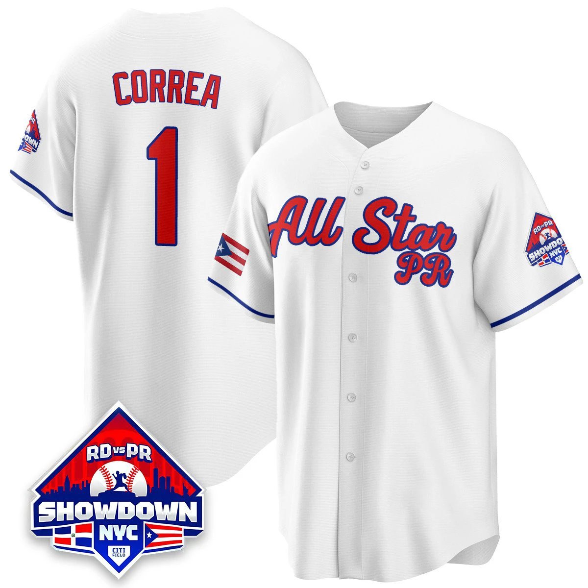 Carlos Correa Jersey #1 Puerto Rican Baseball All-Star 2025 Stitched White by My Store