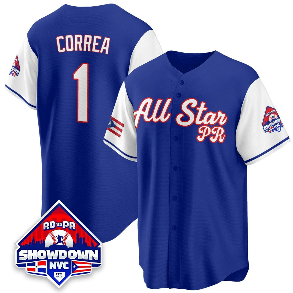 Carlos Correa Jersey #1 Puerto Rican Baseball All-Star 2025 Stitched White Sleeves by My Store