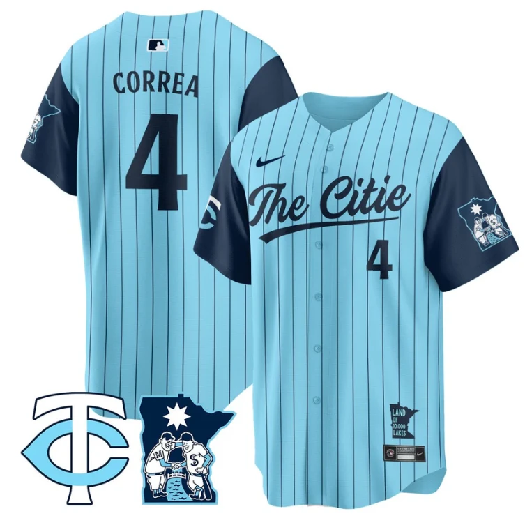 Carlos Correa Jersey #4 Minnesota Twins 2025 City Connect Concept Stitched Blue by My Store