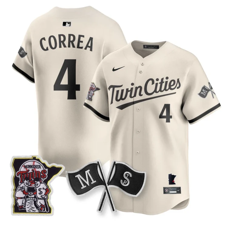 Carlos Correa Jersey #4 Minnesota Twins Alternate Limited Stitched Cream by My Store