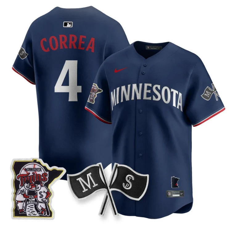 Carlos Correa Jersey #4 Minnesota Twins Alternate Limited Stitched Navy by My Store