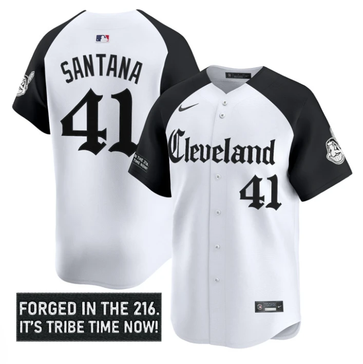 Carlos Santana Jersey #41 Cleveland Indians Gothic Iron Edition Stitched by My Store