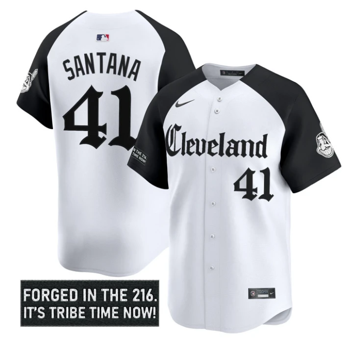 Carlos Santana Jersey #41 Cleveland Indians Gothic Iron Edition Stitched by My Store