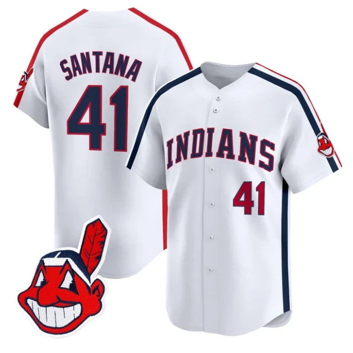 Carlos Santana Jersey #41 Cleveland Indians Ricky Wild Thing Vaughn White by My Store