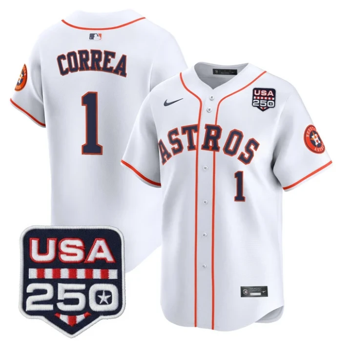 Carlos Correa Jersey #1 Houston Astros 250 USA Patch Limited Stitched by My Store