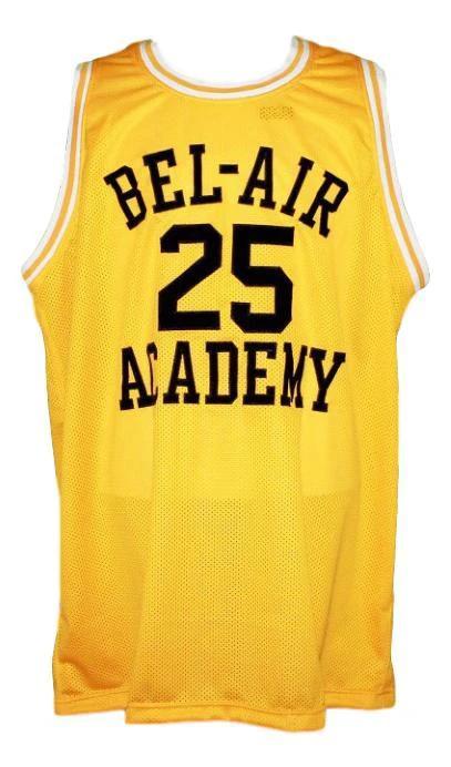 Carlton Banks Jersey #25 Bel-Air Academy Basketball New Sewn Yellow by My store basketball