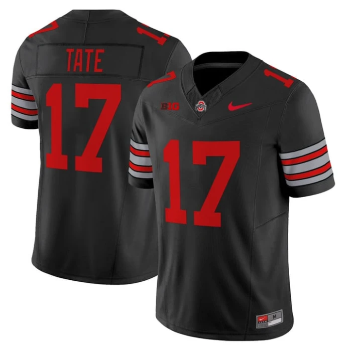 Carnell Tate Jersey #17 Ohio State Heritage Stripe 2025-26 Stitched Black by NCAA Football Jersey