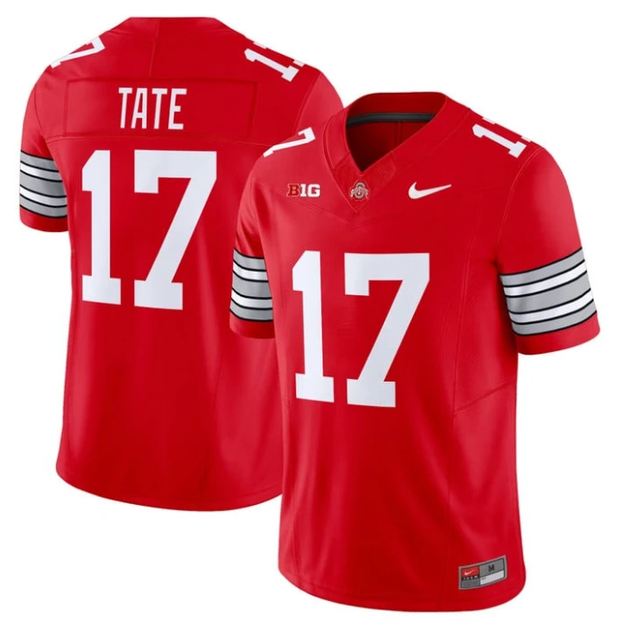 Carnell Tate Jersey #17 Ohio State Heritage Stripe 2025-26 Stitched Red by NCAA Football Jersey