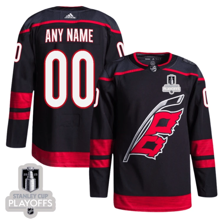 Carolina Hurricanes 2025 NHL Playoffs Patch Home Men Custom Jersey - Black by Hockey David