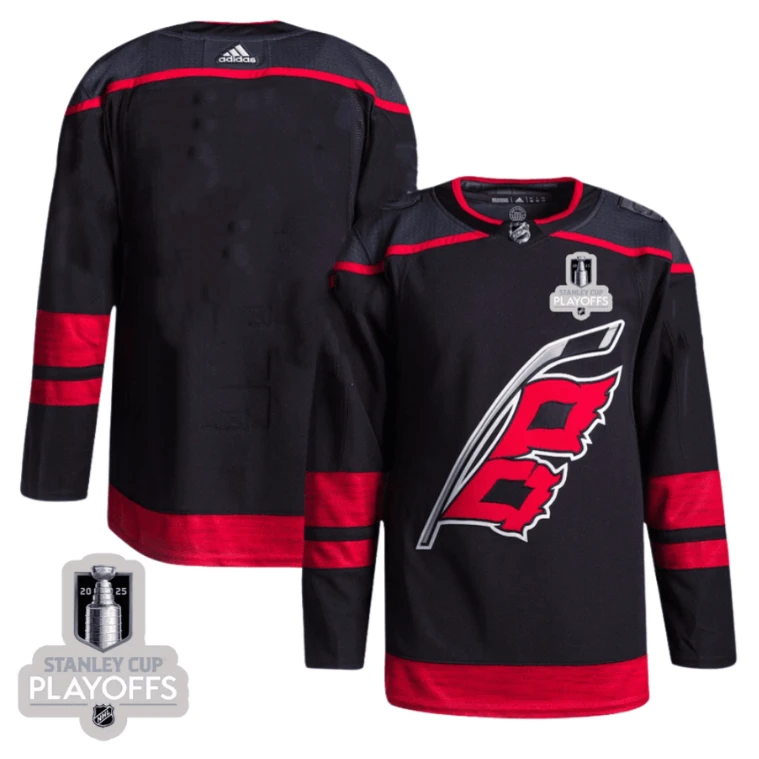 Carolina Hurricanes 2025 NHL Playoffs Patch Home Men Jersey - Black by Hockey David