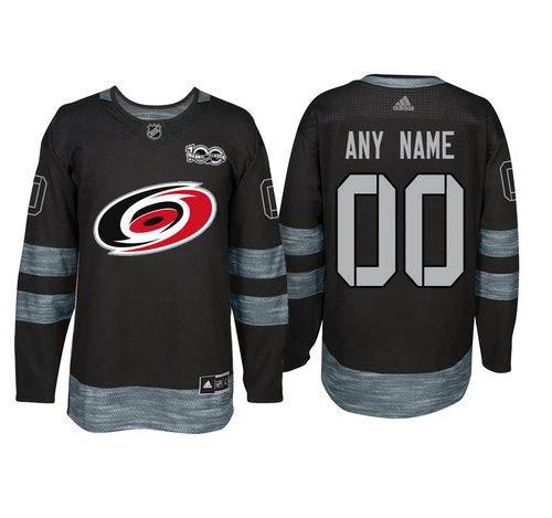 Carolina Hurricanes Black 1917-2017 100th Anniversary Stitched NHL Custom Jersey by Hockey David