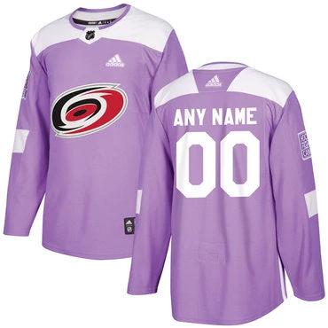 Carolina Hurricanes Purple Pink Custom Hockey Fights Cancer Practice Jersey by Hockey David