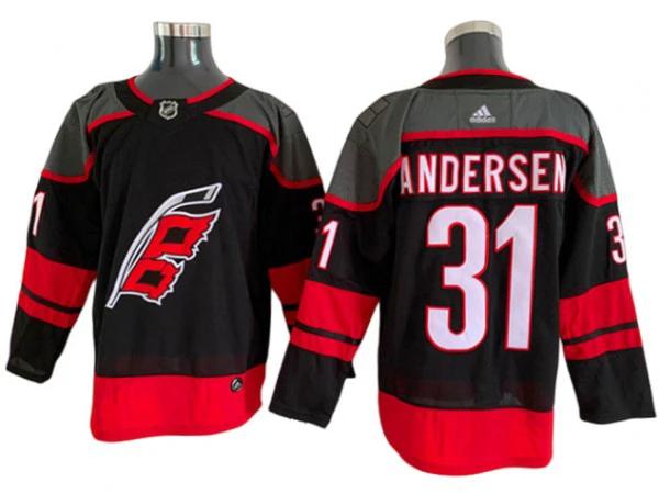 Carolina Hurricanes #31 Frederik Andersen Black Alternate Jersey by Hockey David