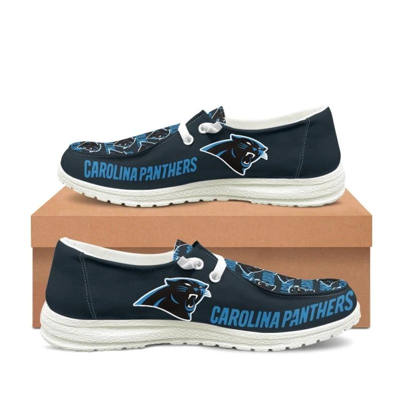 Carolina Panthers Navy Team Name Logo Canvas Sneaker Shoes For Men Women Fans by Crocs