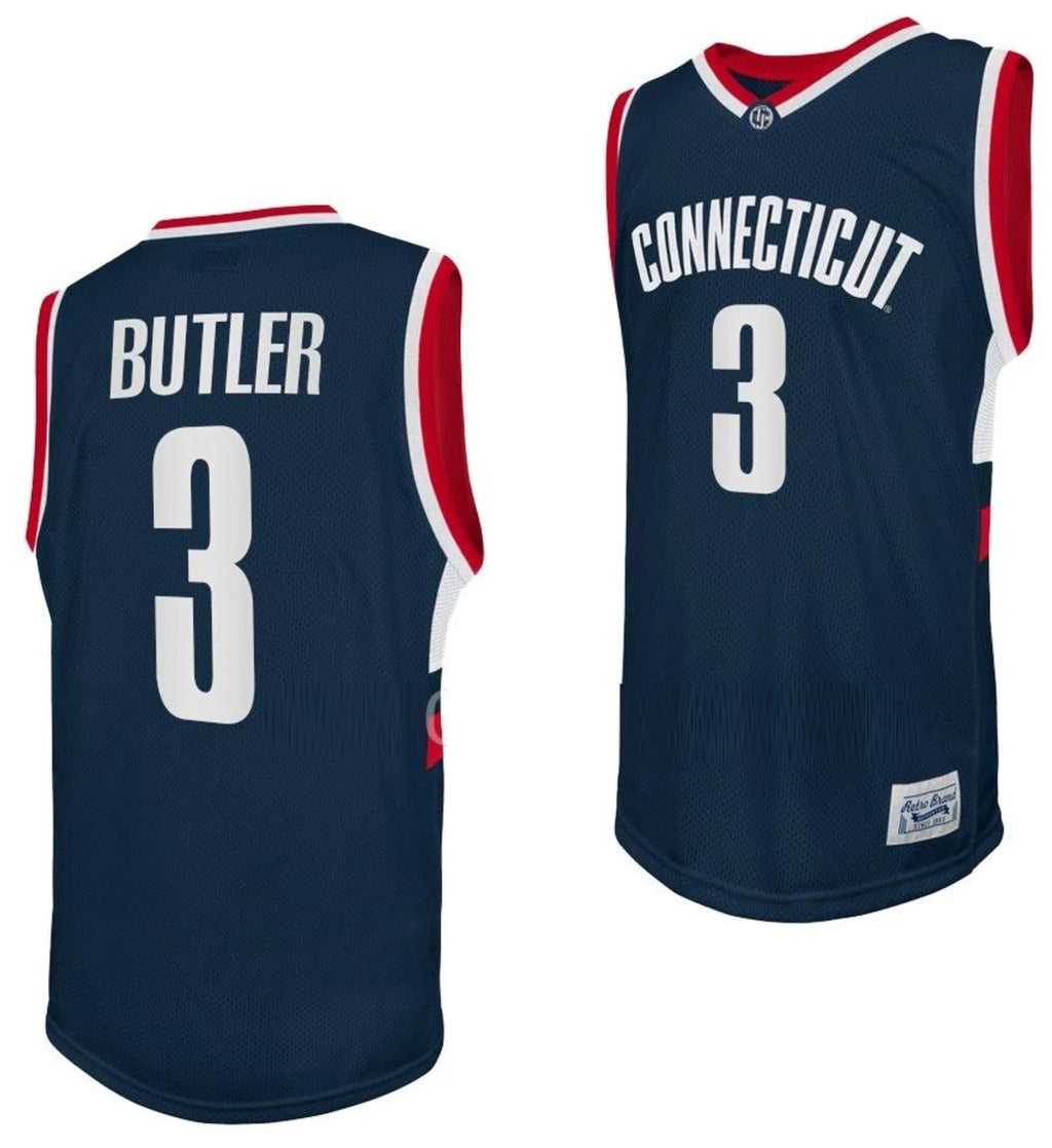 Caron Butler Jersey UConn Huskies College Basketball Navy Retro #3 by My store basketball