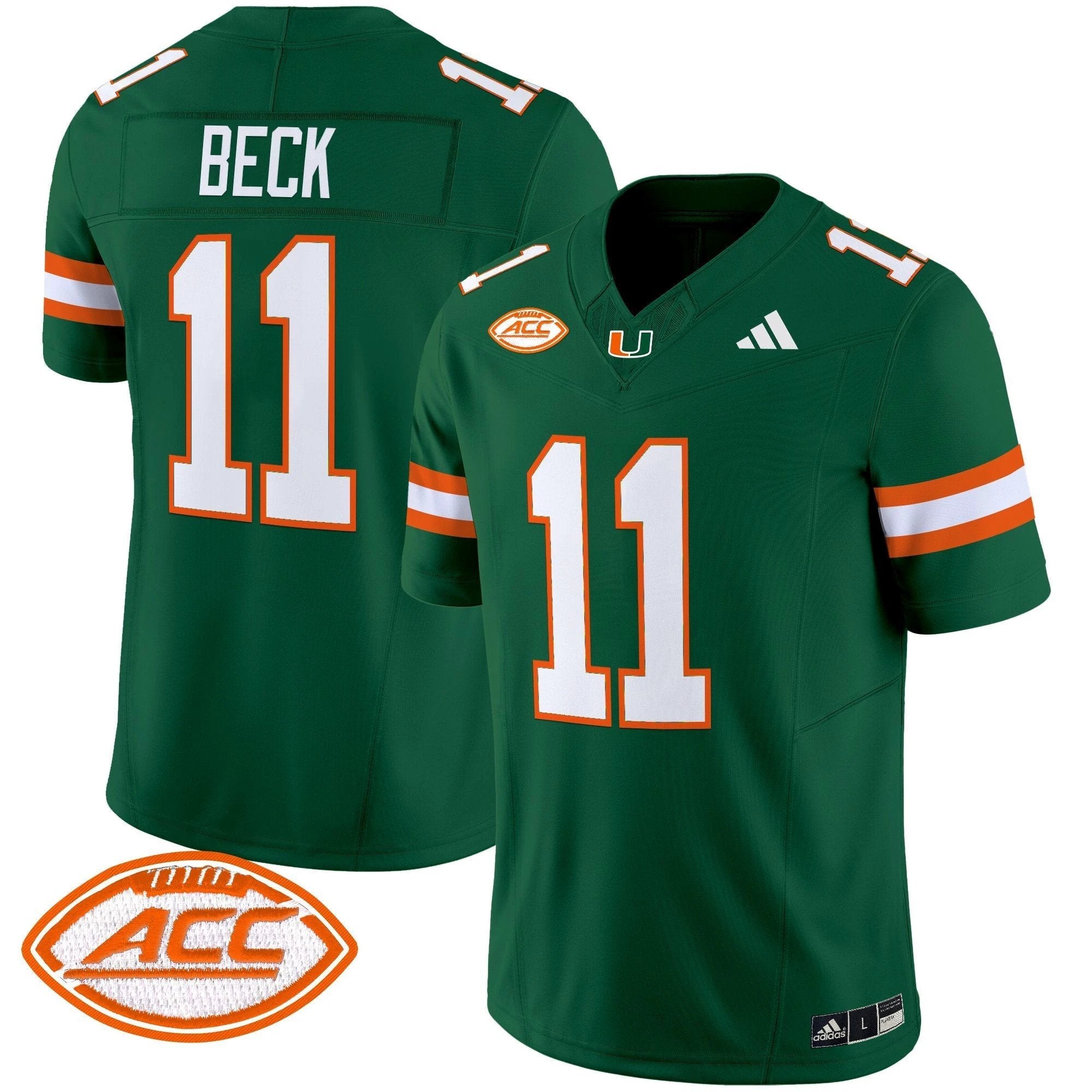 Carson Beck Jersey #11 Miami Hurricanes 2025 Limited Stitched Green by My Store