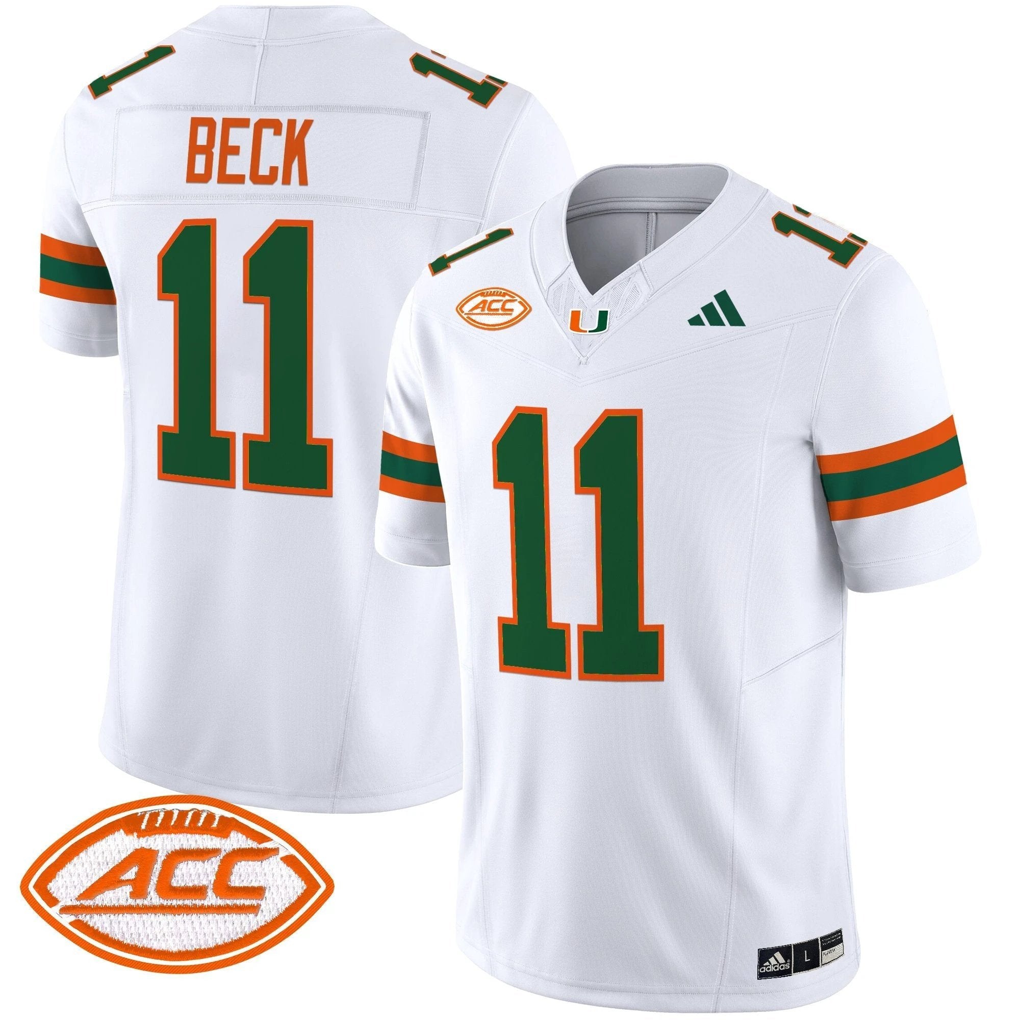 Carson Beck Jersey #11 Miami Hurricanes 2025 Limited Stitched White by NCAA Football Jersey
