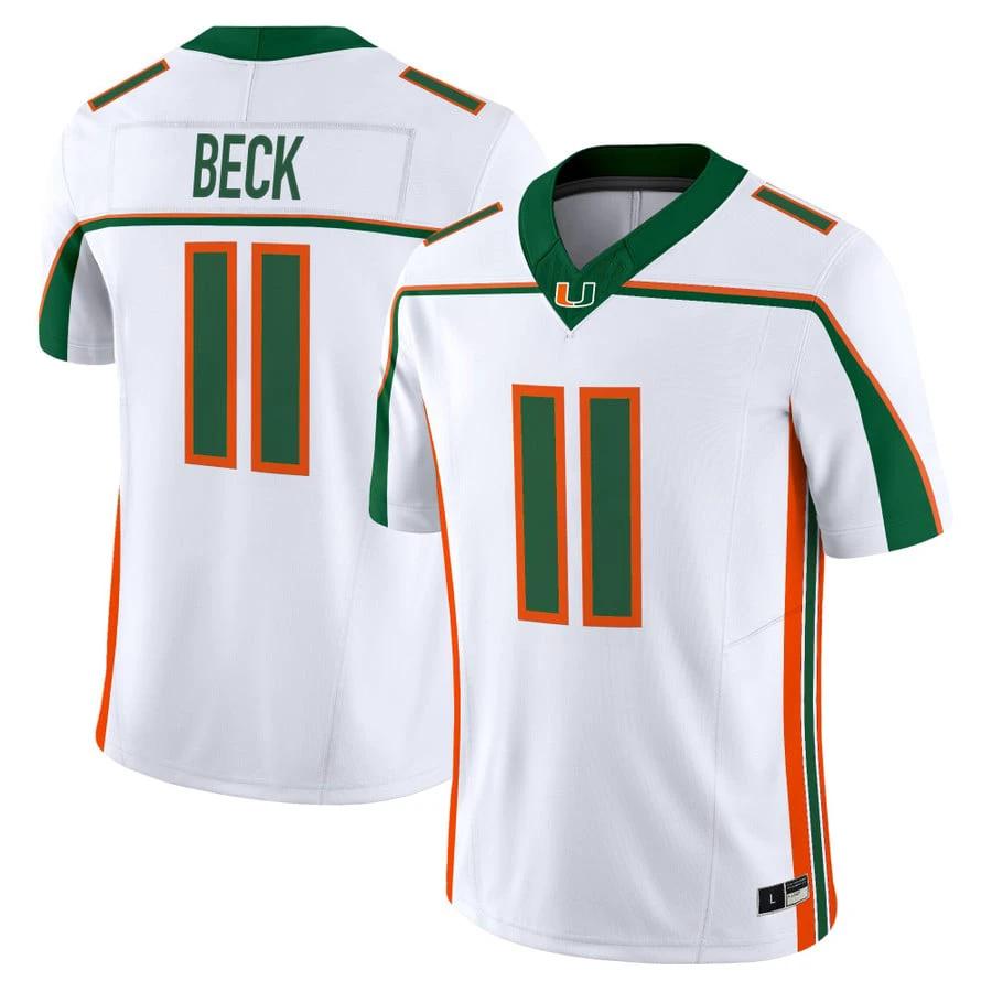 Carson Beck Jersey #11 Miami Hurricanes Throwback 2025 Vapor Limited Stitched by My Store NCAA Football Jerseys