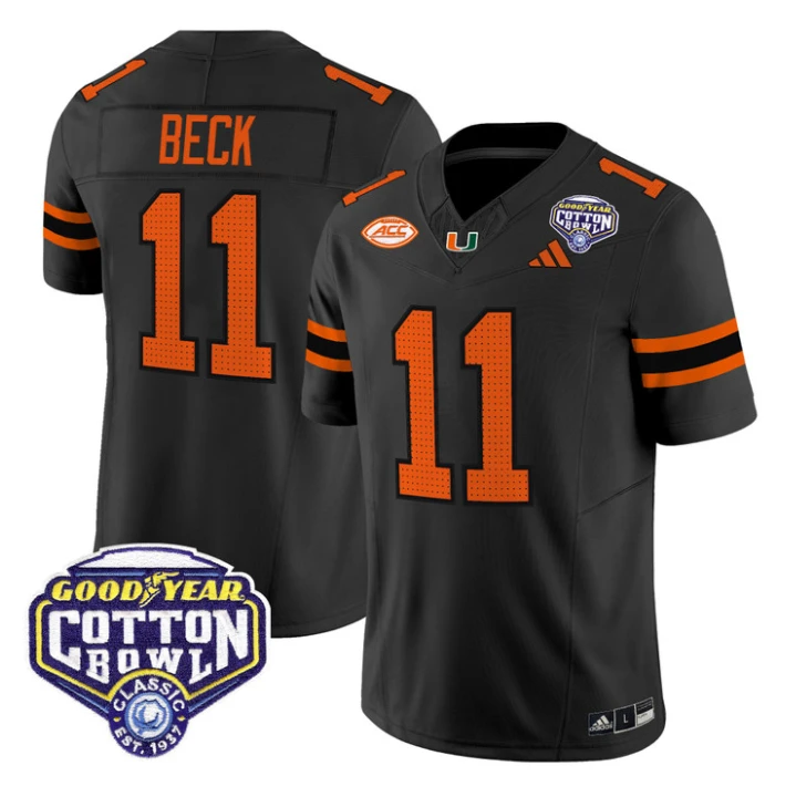Carson Beck Jersey #11 Miami Hurricanes 2025 Cotton Bowl Patch Stitched by My Store NCAA Football Jerseys