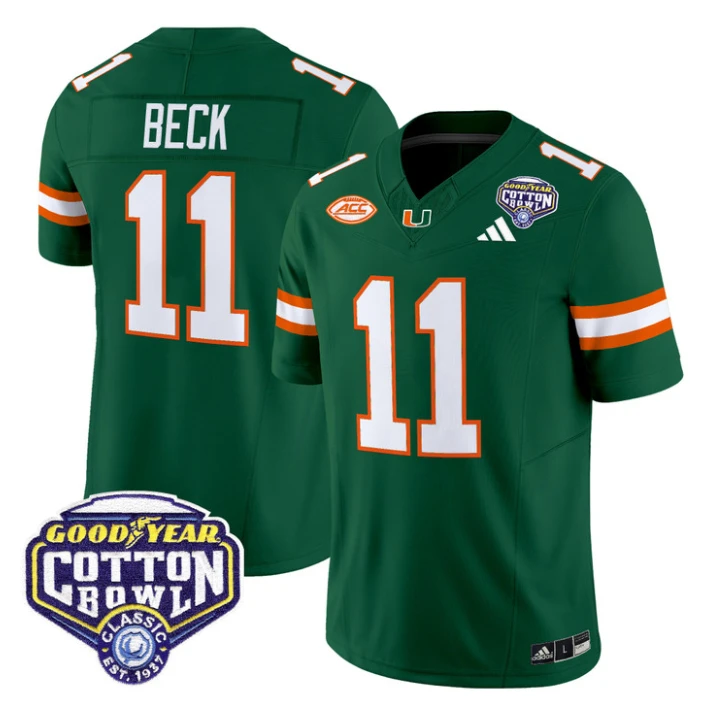 Carson Beck Jersey #11 Miami Hurricanes 2025 Cotton Bowl Patch Stitched by My Store NCAA Football Jerseys