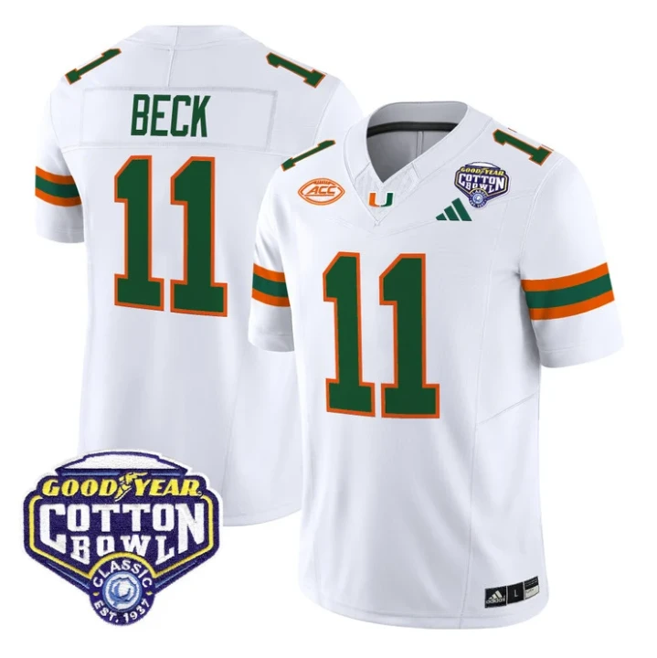 Carson Beck Jersey #11 Miami Hurricanes 2025 Cotton Bowl Patch Stitched by My Store NCAA Football Jerseys