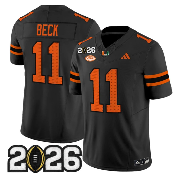 Carson Beck Jersey #11 Miami Hurricanes 2026 CFP Final Stitched Black by My Store NCAA Football Jerseys