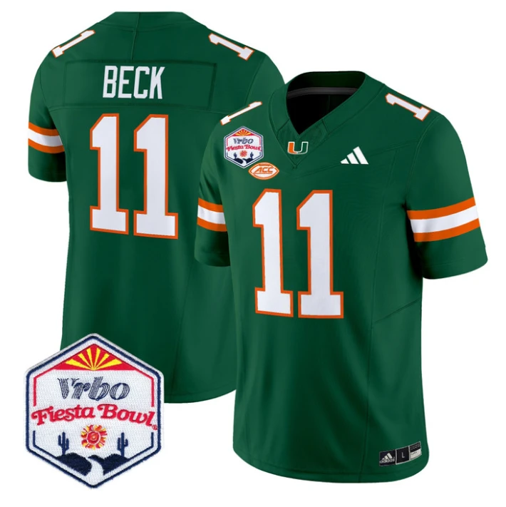 Carson Beck Jersey #11 Miami Hurricanes 2026 Fiesta Bow Patch Stitched by My Store NCAA Football Jerseys