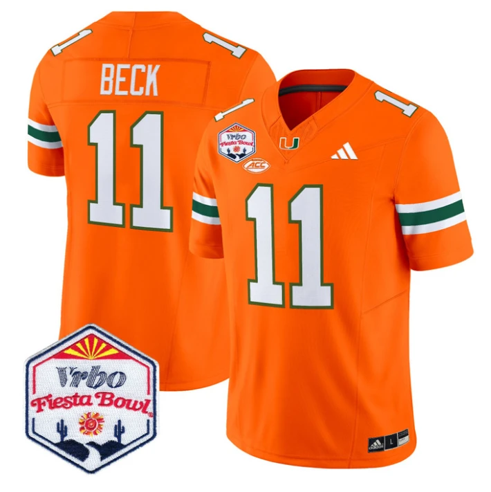 Carson Beck Jersey #11 Miami Hurricanes 2026 Fiesta Bow Patch Stitched by My Store NCAA Football Jerseys