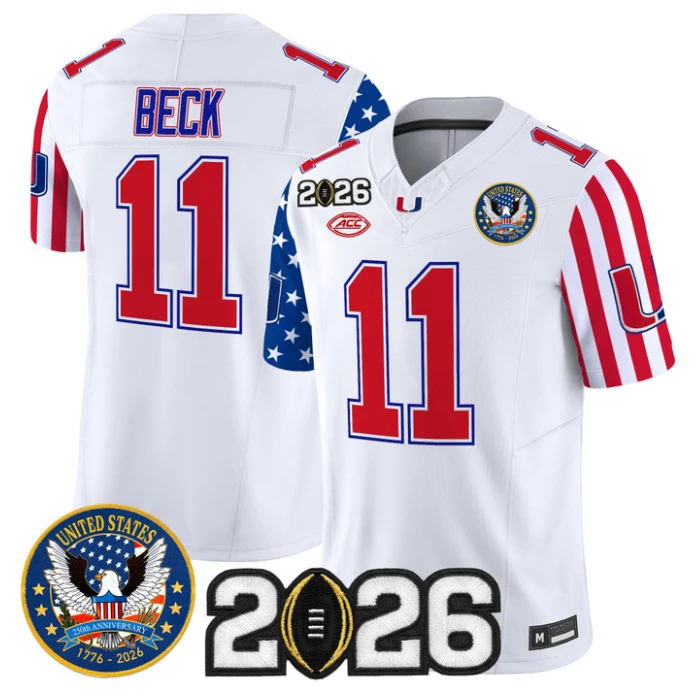 Carson Beck Jersey #11 Miami Hurricanes America 250 Edition 2026 CFP Patch Stitched by My Store NCAA Football Jerseys