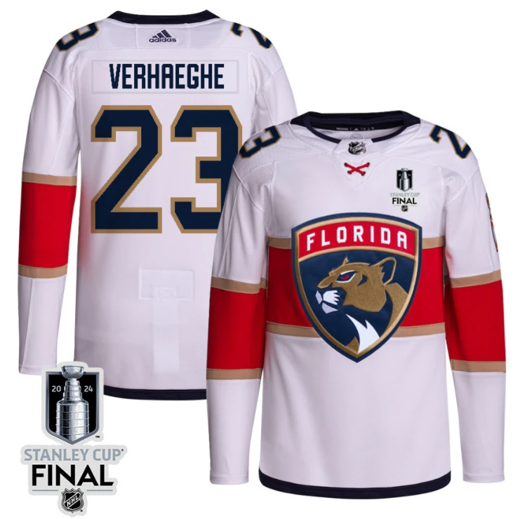 Carter Verhaeghe 23 Florida Panthers 2024 STANLEY CUP Final Away Breakaway Jersey Men, White by Hockey David