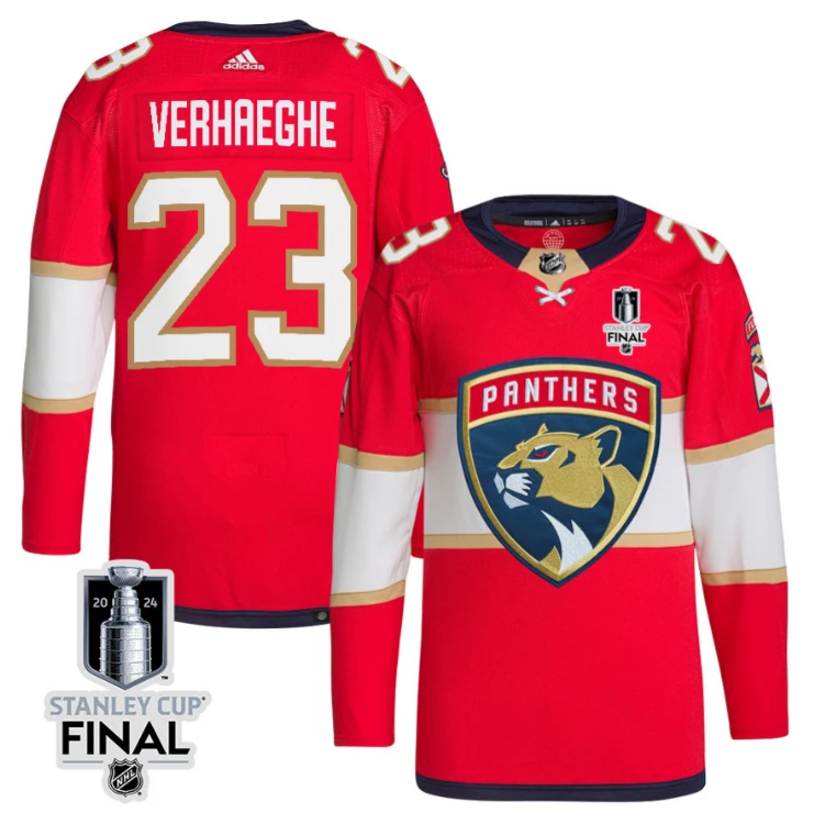 Carter Verhaeghe 23 Florida Panthers 2024 STANLEY CUP Final Home Breakaway Jersey Men, Red by Hockey David