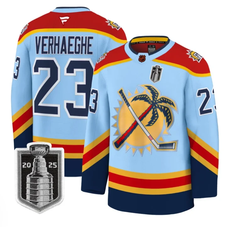 Carter Verhaeghe Jersey #23 Florida Panthers 2025 Stanley Cup Final Stitched Blue by Hockey David