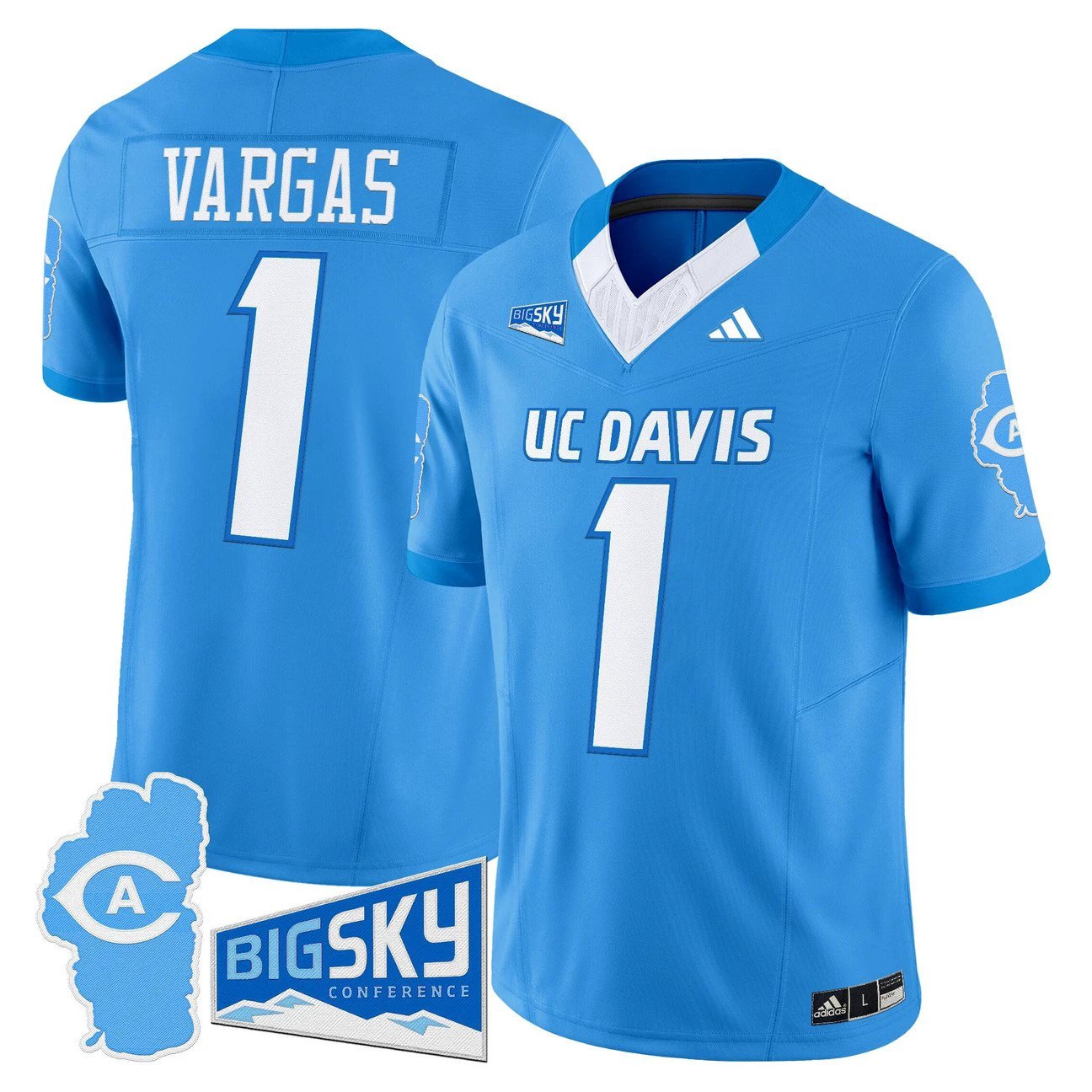 Carter Vargas Jersey #1 UC Davis Aggies 2025 Lake Tahoe Patch Stitched by My Store NCAA Football Jerseys
