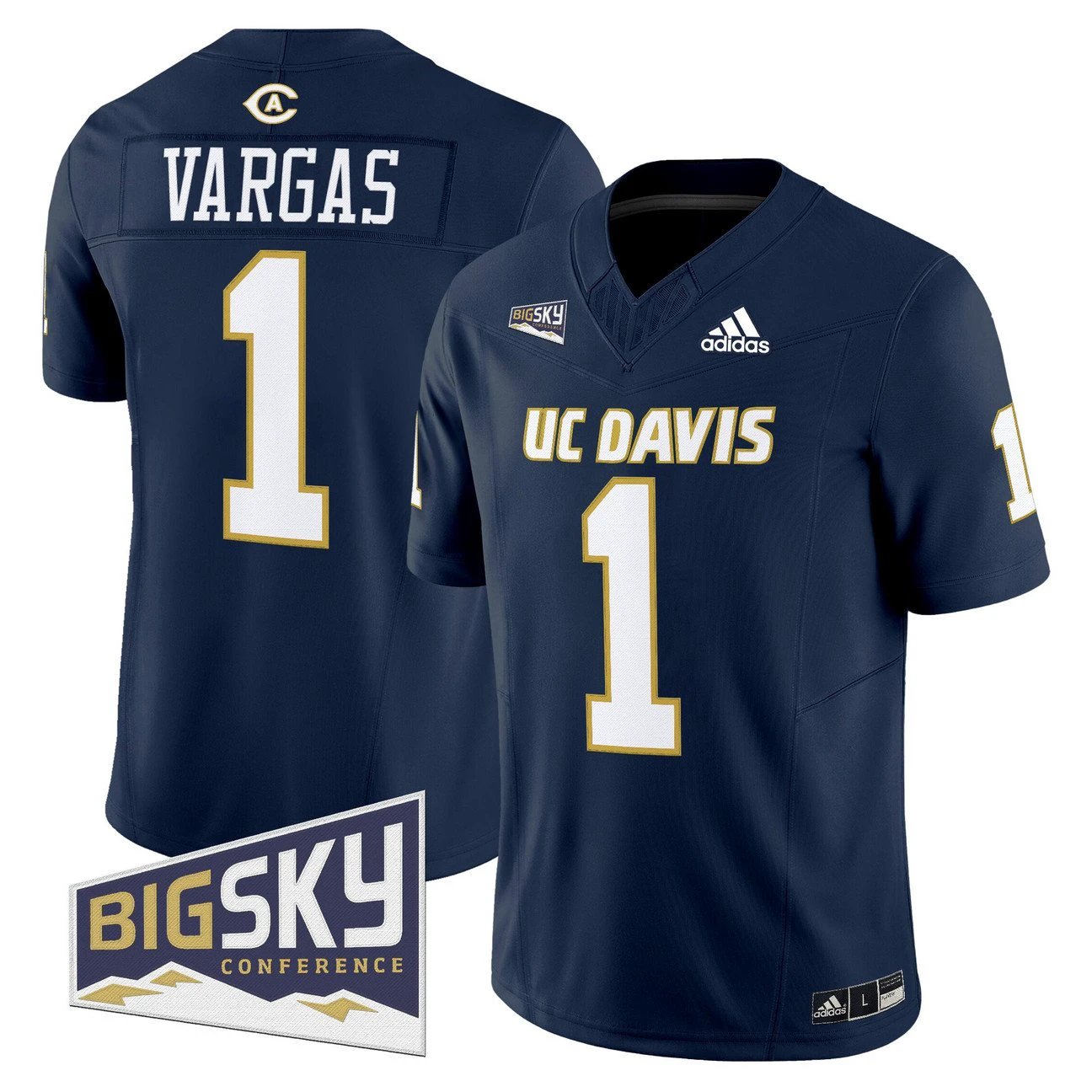 Carter Vargas Jersey #1 UC Davis Aggies 2025 Lake Tahoe Patch Stitched by My Store NCAA Football Jerseys