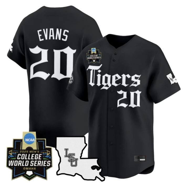 Casan Evans Jersey #20 LSU Tigers 2025 World Series Gothic Geaux Edition Black by My Store