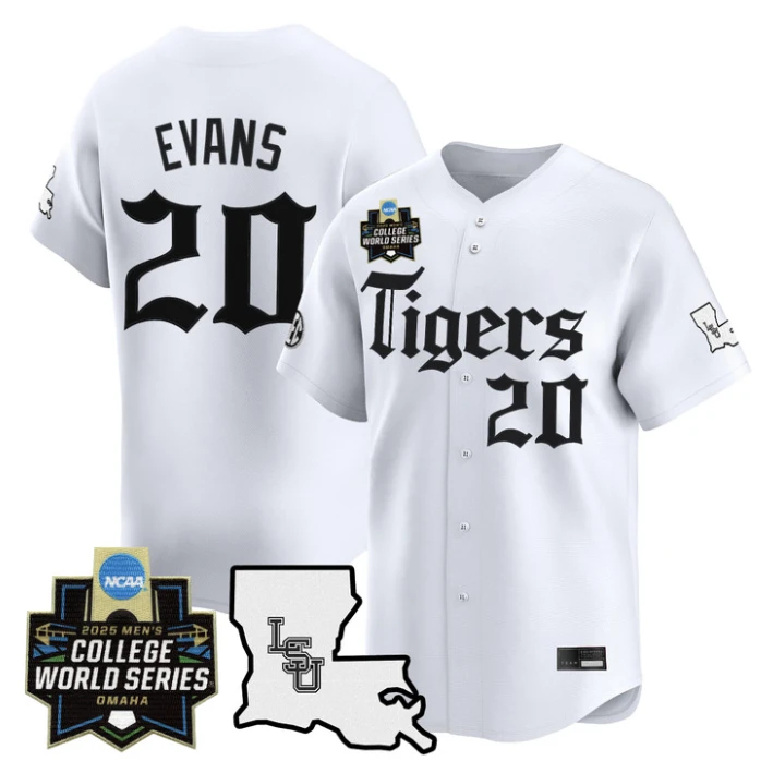 Casan Evans Jersey #20 LSU Tigers 2025 World Series Gothic Geaux Edition White by My Store