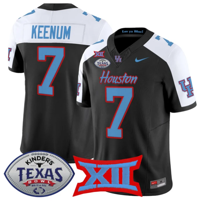 Case Keenum Jersey #7 Houston Cougars 2025 Texas Bowl Patch Stitched Black Alternate by NCAA Football Jersey
