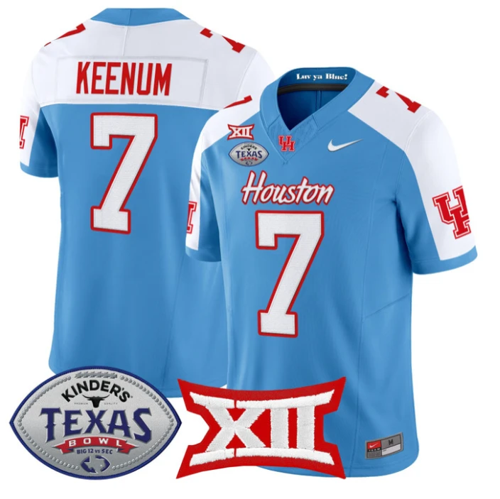 Case Keenum Jersey #7 Houston Cougars 2025 Texas Bowl Patch Stitched Blue Alternate by NCAA Football Jersey