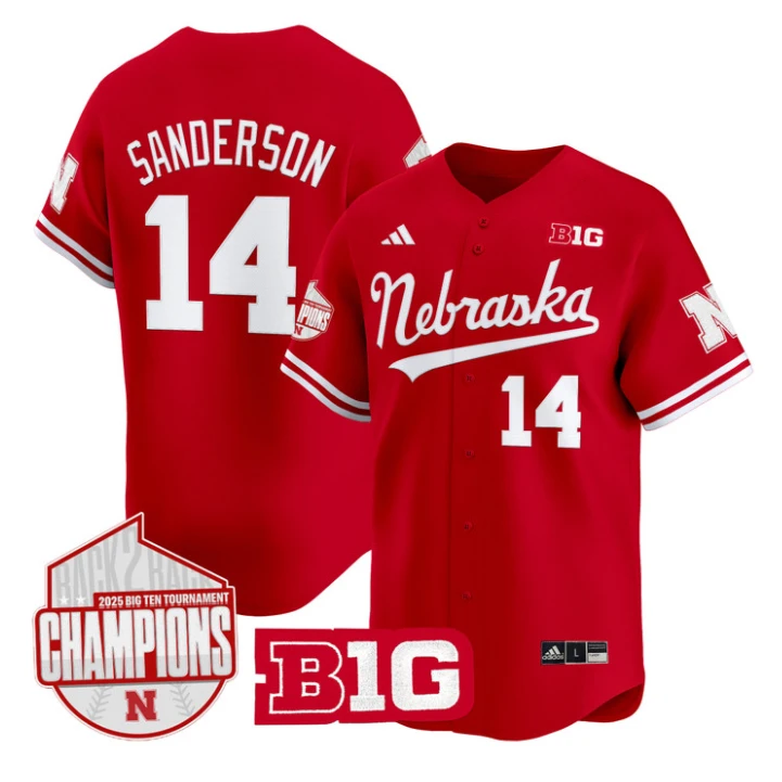 Case Sanderson Jersey #14 Nebraska Huskers Back 2 Back Champions Patch Vapor Stitched Scarlet by My Store