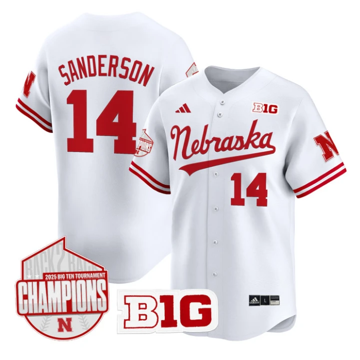 Case Sanderson Jersey #14 Nebraska Huskers Back 2 Back Champions Patch Vapor Stitched White by My Store