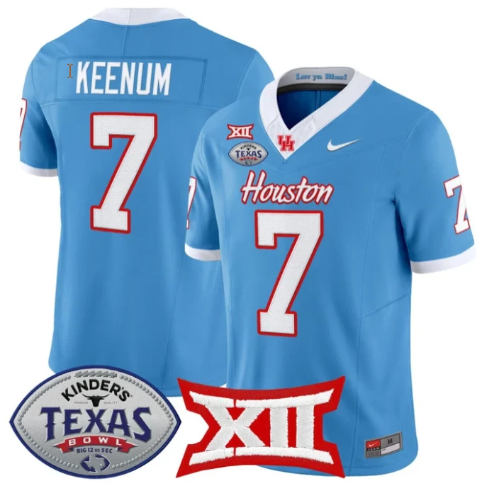 Case Keenum Jersey #7 Houston Cougars 2025 Texas Bowl Patch Stitched by My Store NCAA Football Jerseys