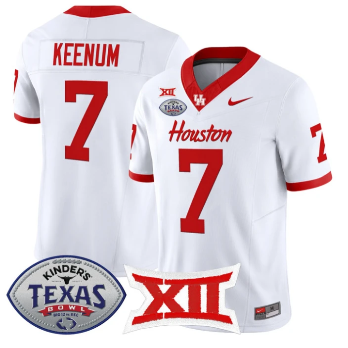 Case Keenum Jersey #7 Houston Cougars 2025 Texas Bowl Patch Stitched by My Store NCAA Football Jerseys