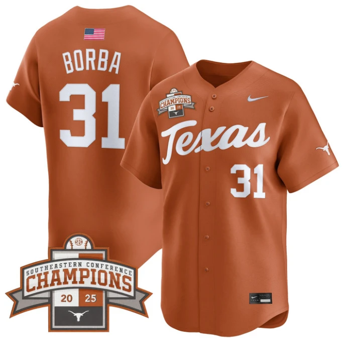 Casey Borba Jersey #31 Texas Longhorns 2025 Southeastern Champions Vapor Stitched Texas Orange by My Store