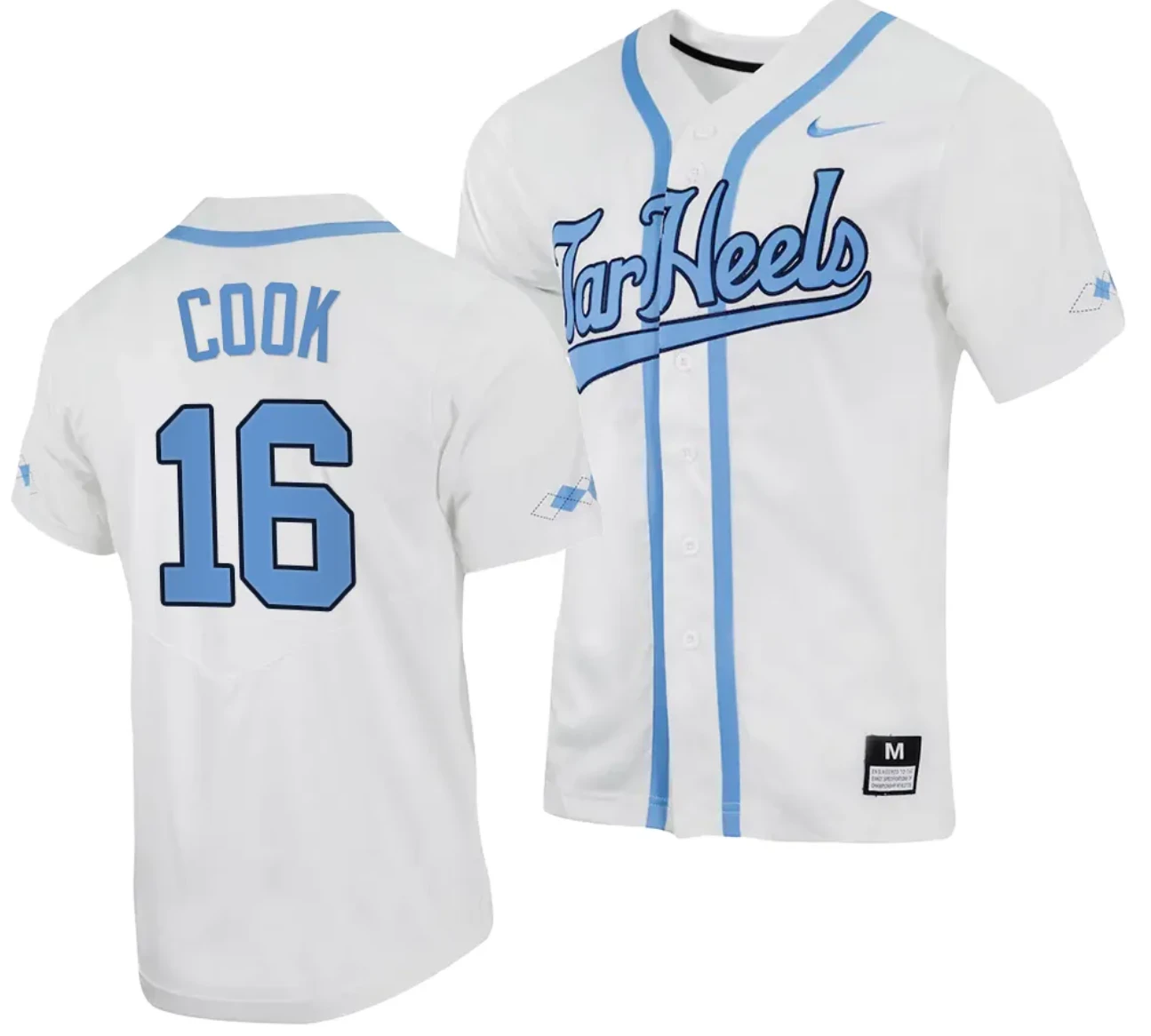 Casey Cook Jersey #16 North Carolina Tar Heels Baseball White Full-Button by My Store