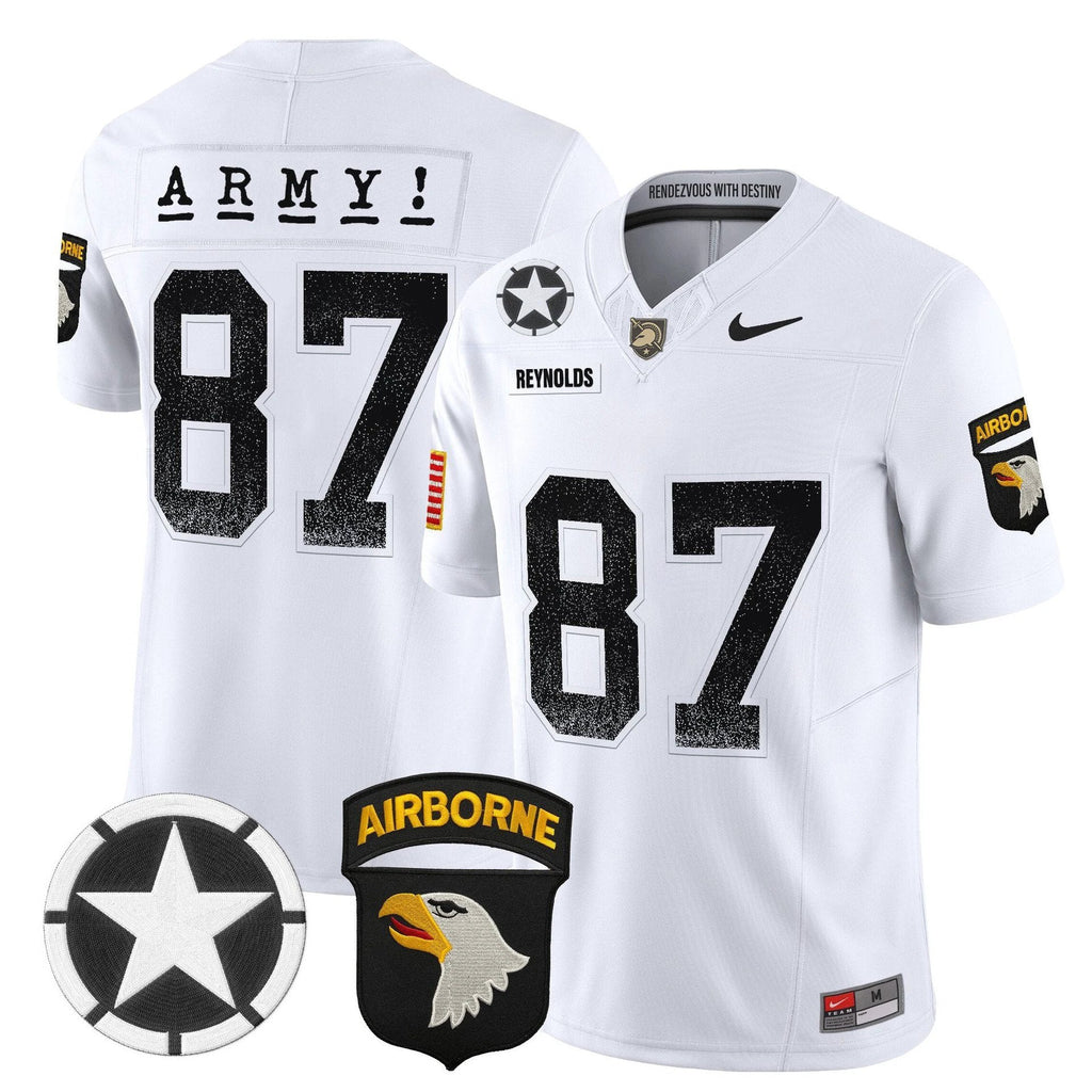 Casey Reynolds Jersey #87 Army Black Knights 2025 Screaming Eagles White by My Store NCAA Football Jerseys