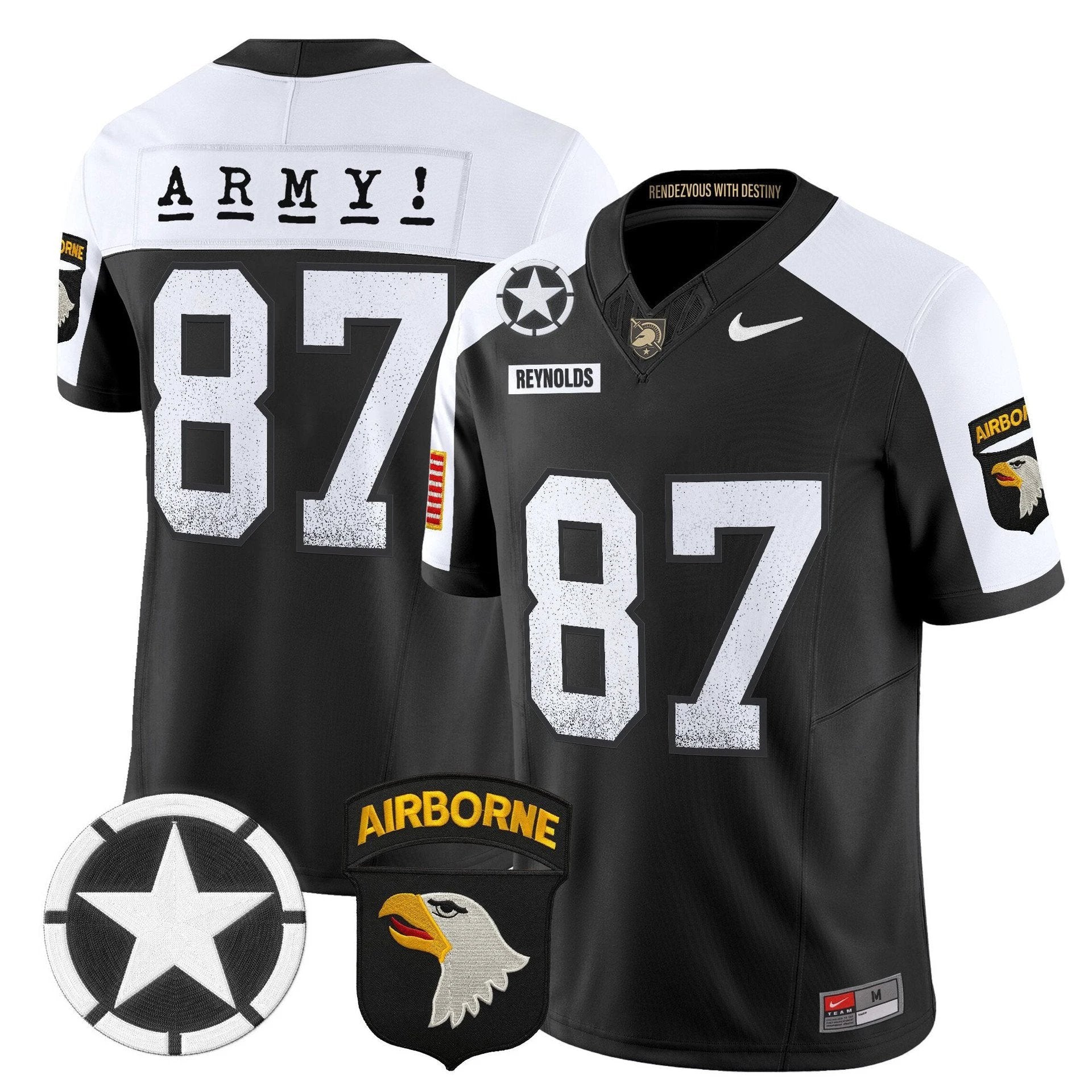 Casey Reynolds Jersey #87 Army Black Knights 2025 Screaming Eagles Black Alter by My Store NCAA Football Jerseys