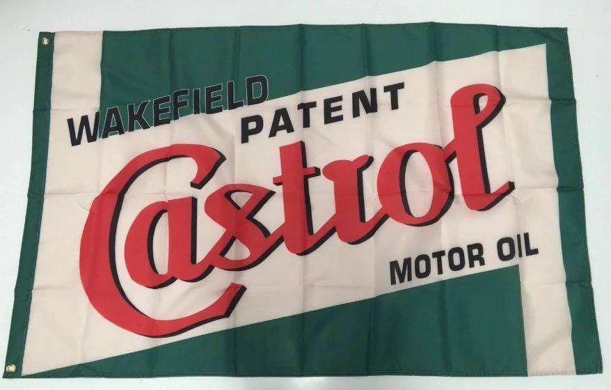 Castrol Wakefield Style 2 Banner Flag Motor Oil Car Workshop Mechanic Patent 3x5ft by flagsjustdoit