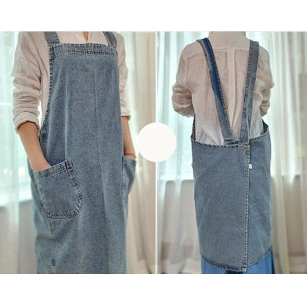 Casual Cotton Denim Pocket Apron by Casa & Beyond